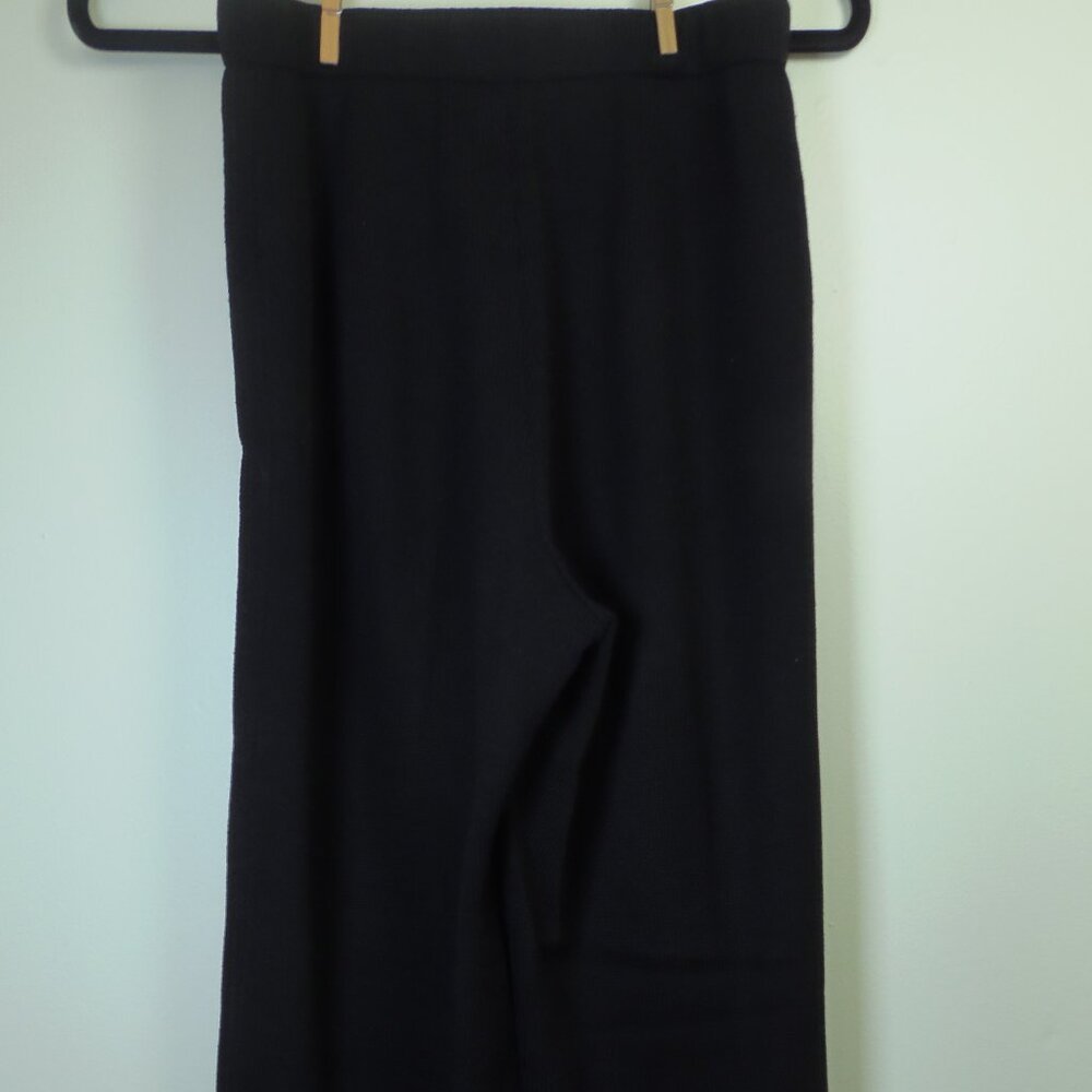 St. John Caviar Classic Black Knit Pull On Pants Size 4 Quiet Luxury Lagen Look‎